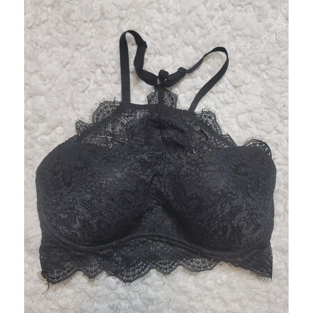 Pink Victoria Secret Pull Over Bra Lace‎ Black  Underwire S (D-DD)